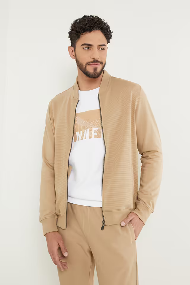 Tan colored V-Neck Men's Casual Jacket