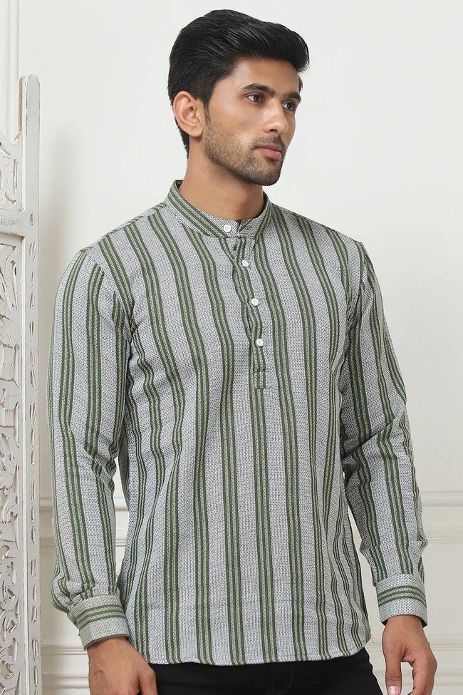 Woven Design Cotton Short kurta for Men