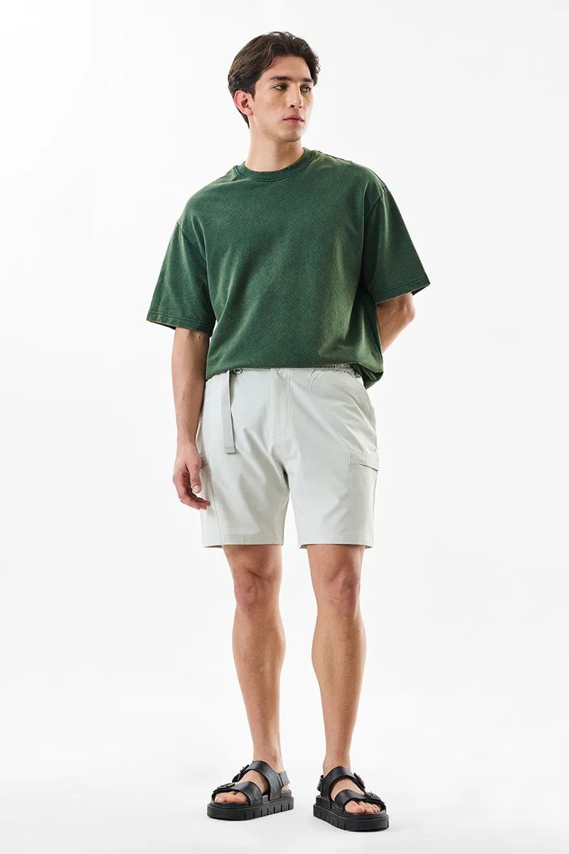 Regular Fit Stretch Grey Cargo Shorts