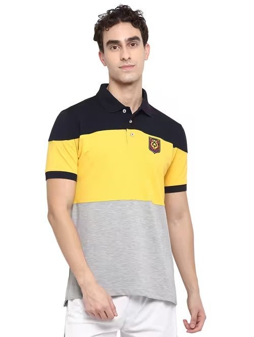 Grey Color Block polo t-shirt
