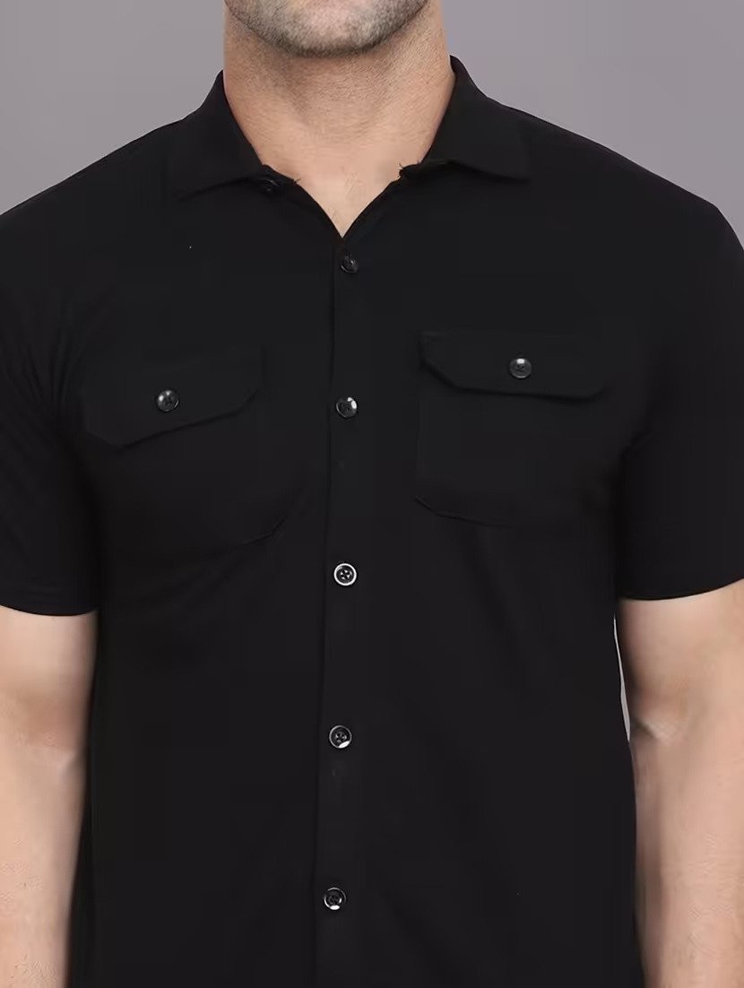 Men Black Regular Fit Casual Shirt