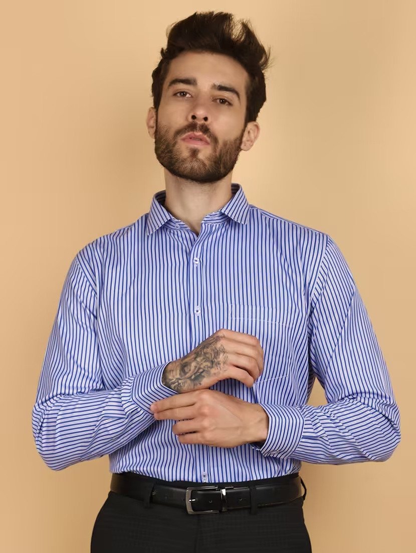 Men Light Blue Regular Fit Formal Shirt